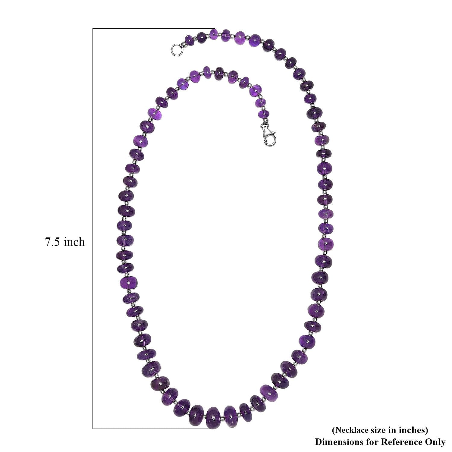 African Amethyst 191.00 ctw Beaded Necklace in Rhodium Over Sterling Silver (20 Inches)
