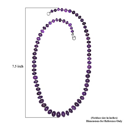 African Amethyst 191.00 ctw Beaded Necklace in Rhodium Over Sterling Silver (20 Inches)