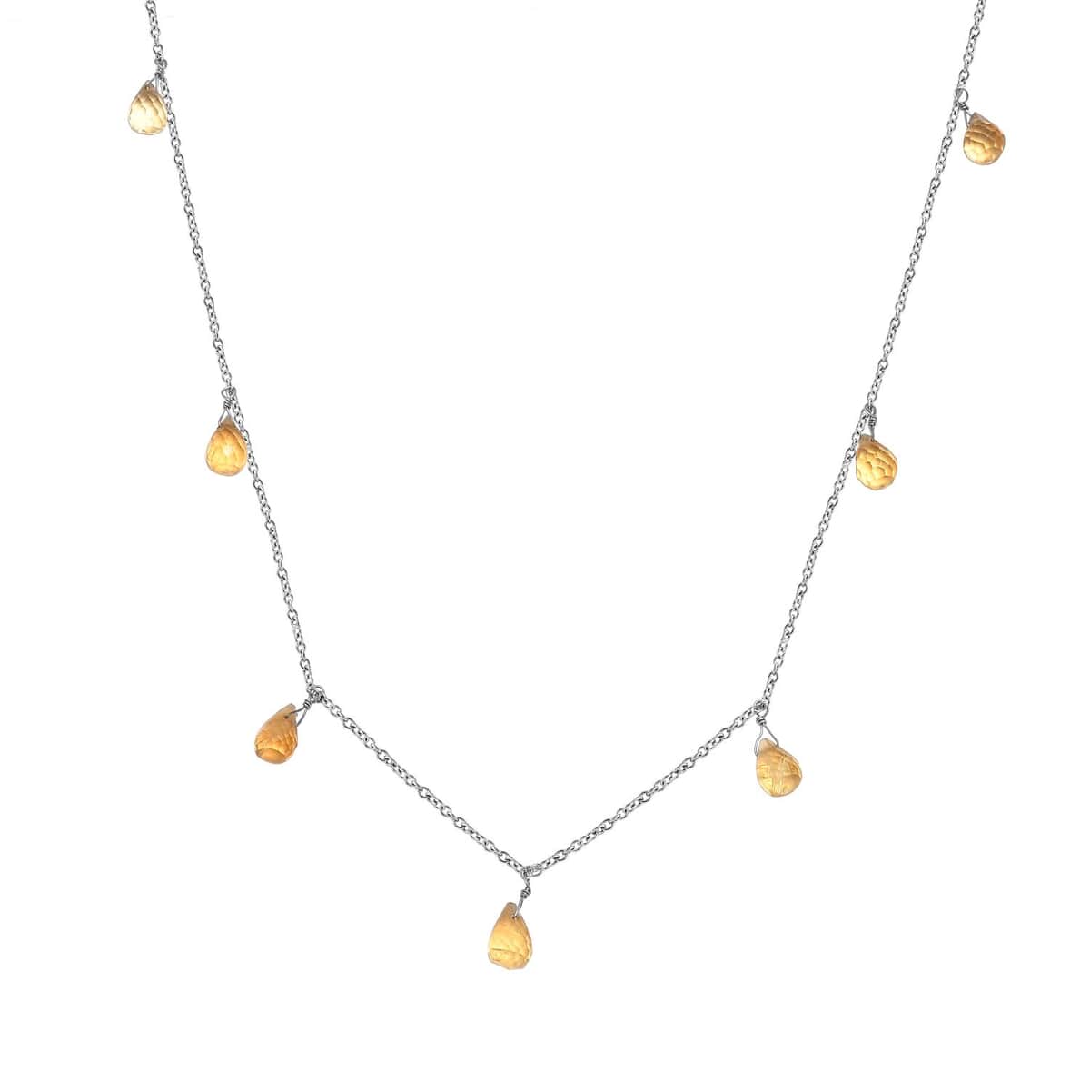 Brazilian Citrine Station Necklace 20 Inches in Rhodium Over Sterling Silver 8.25 ctw image number 0