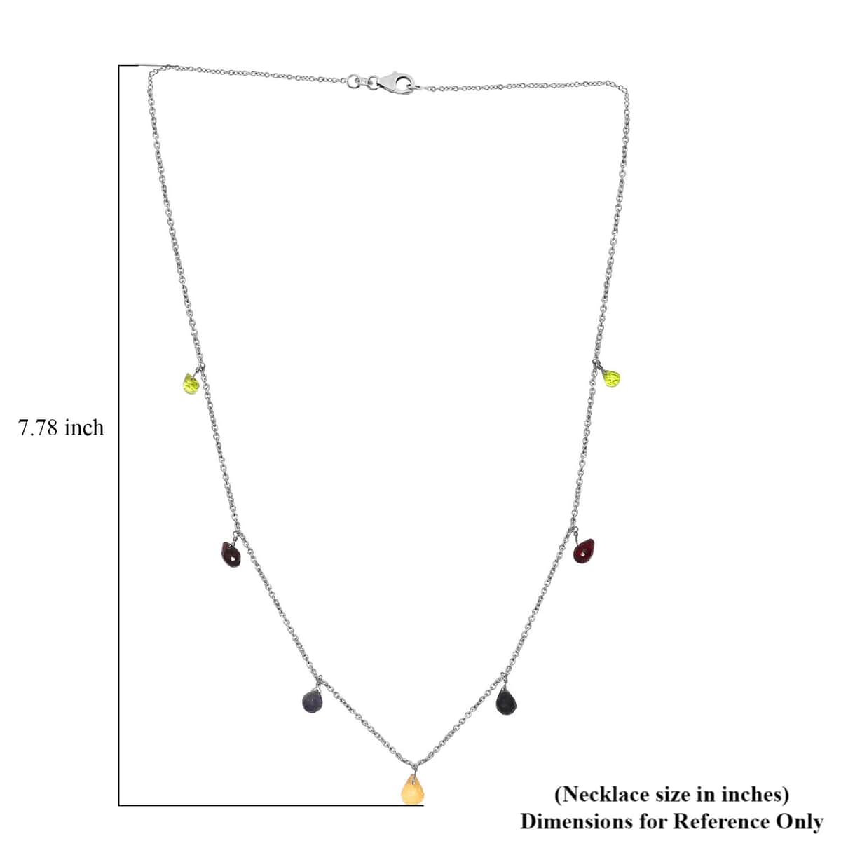 Multi Gemstone 14.15 ctw Station Necklace in Rhodium Over Sterling Silver 20 Inches image number 4