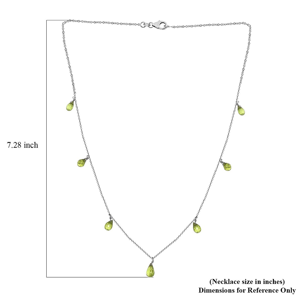 Peridot 7.10 ctw Station Necklace in Rhodium Over Sterling Silver 20 Inches image number 4