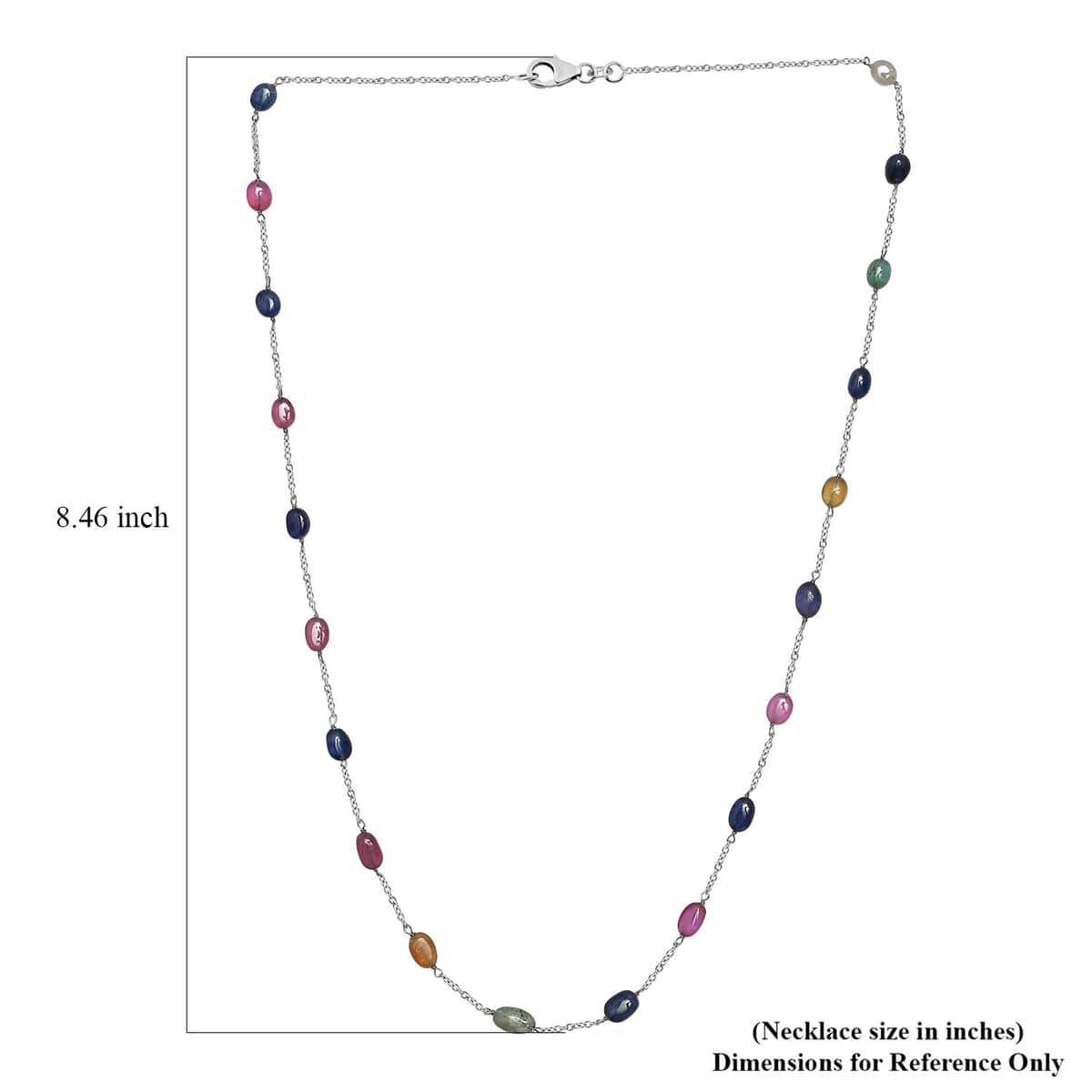 Multi Sapphire Station Necklace 24 Inches in Platinum Over Sterling Silver 38.10 ctw image number 4