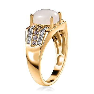 Premium Rainbow Moonstone and Multi Gemstone Men's Ring in Vermeil Yellow Gold Over Sterling Silver (Size 10.0) 3.60 ctw