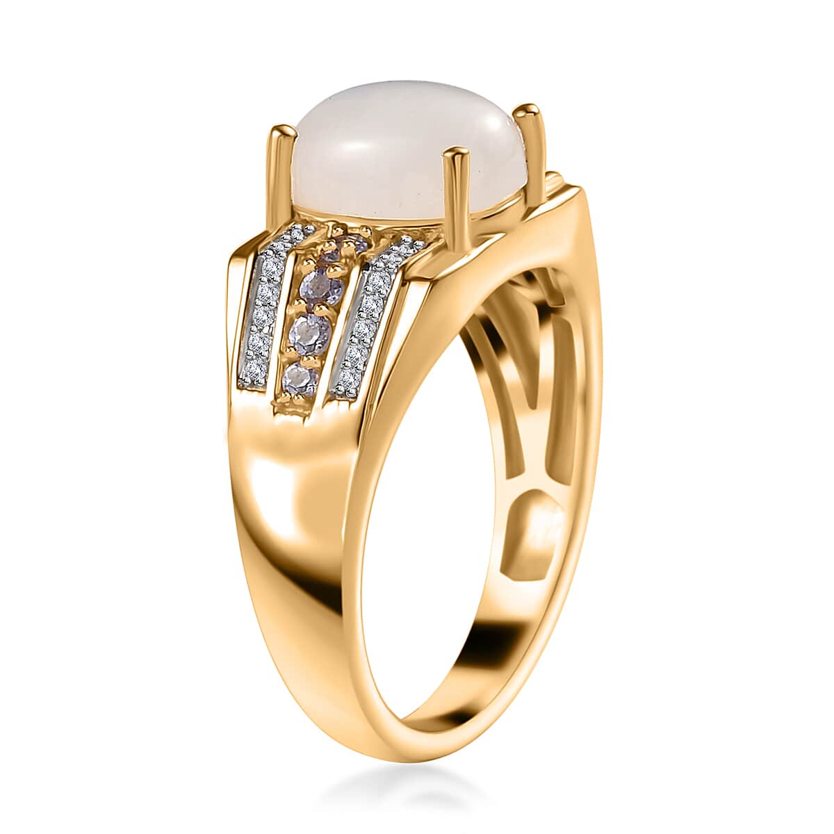 Premium Rainbow Moonstone and Multi Gemstone Men's Ring in Vermeil Yellow Gold Over Sterling Silver (Size 10.0) 3.60 ctw image number 4