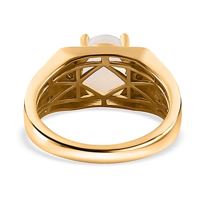 Premium Rainbow Moonstone and Multi Gemstone Men's Ring in Vermeil Yellow Gold Over Sterling Silver (Size 10.0) 3.60 ctw