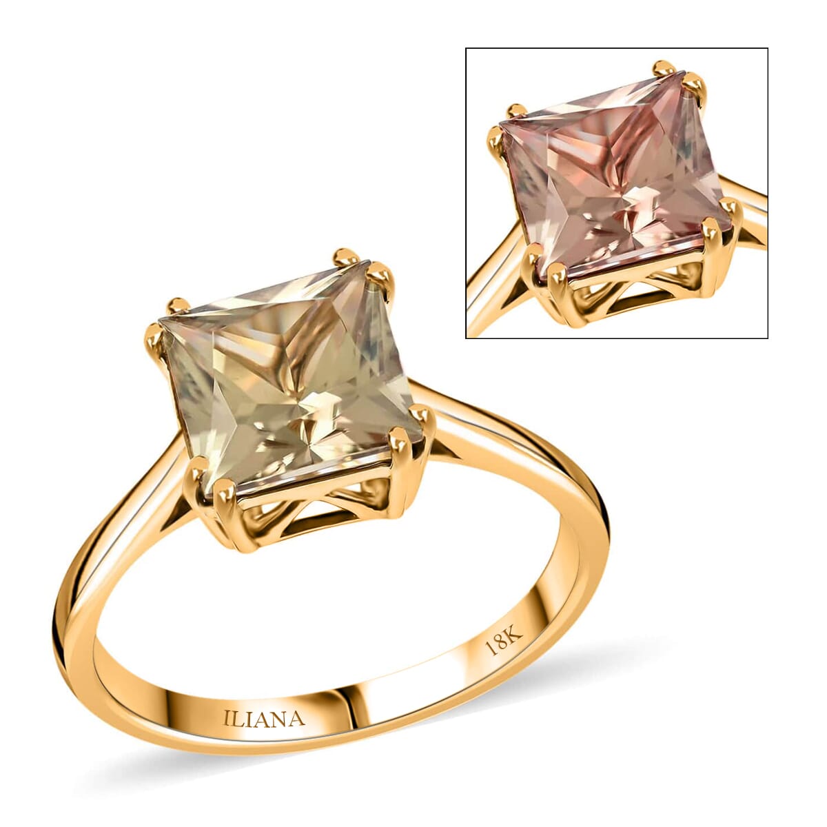 Certified and Appraised Iliana 18K Yellow Gold AAA Turkizite Solitaire Ring (Size 8.5) 3.00 ctw image number 0