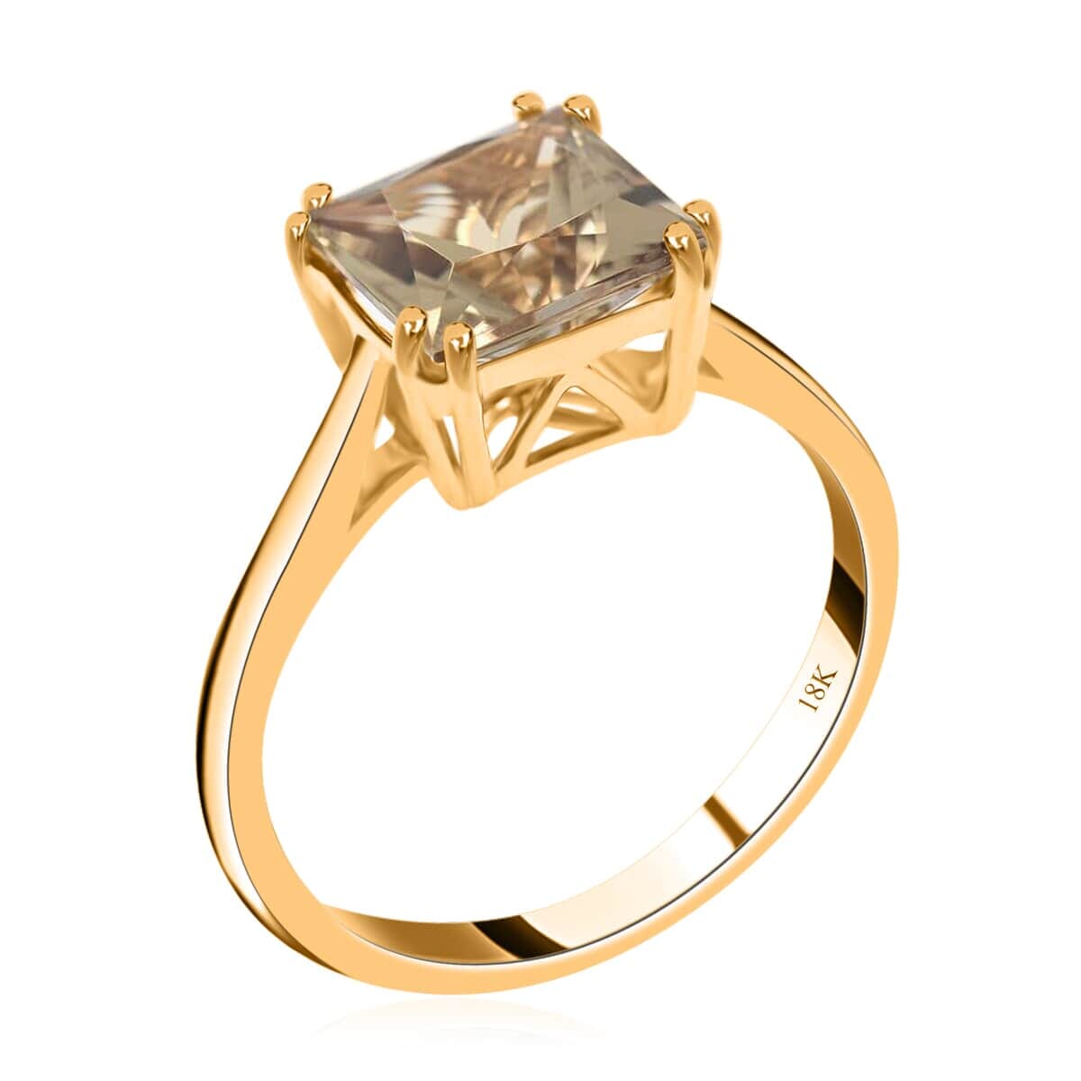 Certified and Appraised Iliana 18K Yellow Gold AAA Turkizite Solitaire Ring (Size 8.5) 3.00 ctw image number 3
