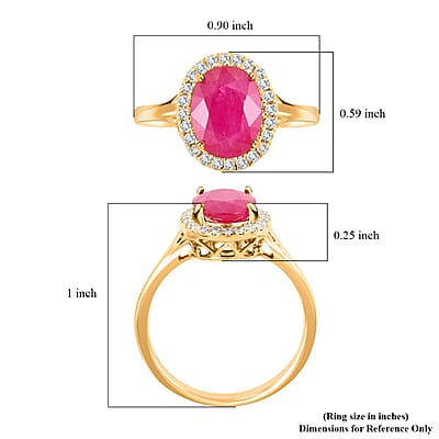 Certified & Appraised Iliana 18K Yellow Gold AAA Montepuez Ruby and G-H SI Diamond Halo Ring (Size 5.0) 2.50 ctw