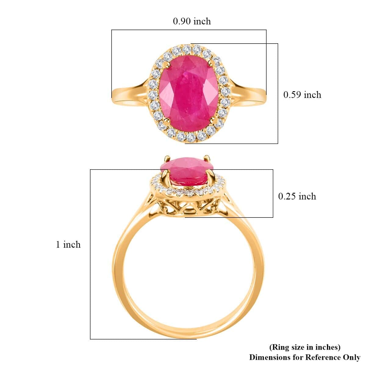 Certified & Appraised Iliana AAA Montepuez Ruby and G-H SI Diamond 2.50 ctw Halo Ring in 18K Yellow Gold (Size 7.5) image number 4