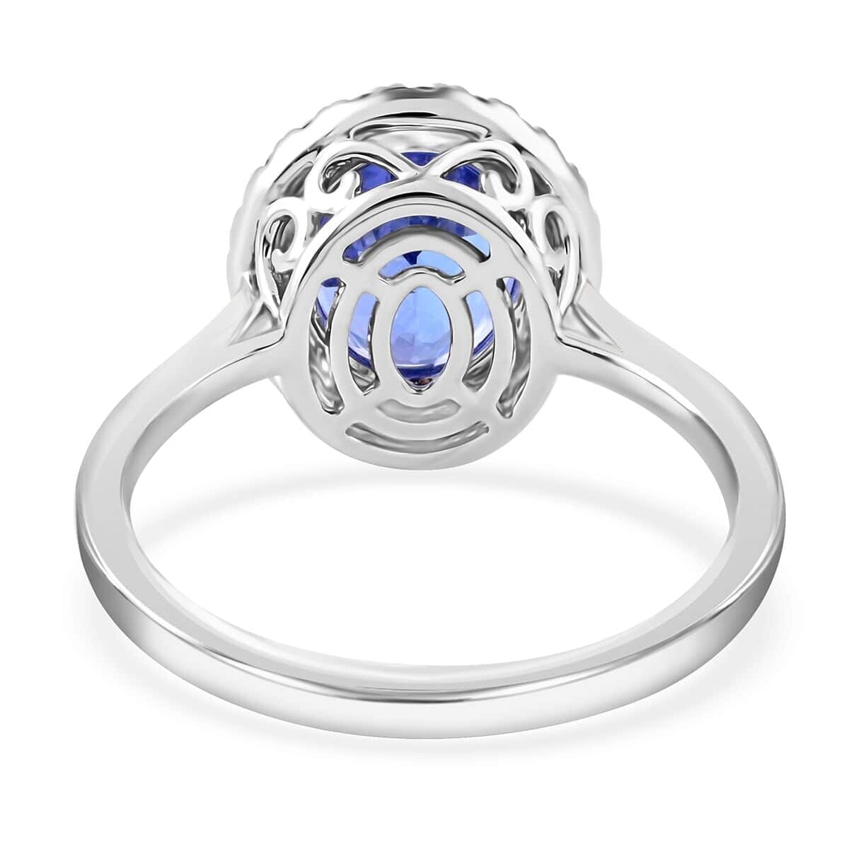 Certified & Appraised Luxoro AAA Tanzanite and G-H I2 Diamond 3.25 ctw Halo Ring in 14K White Gold (Size 11.0) image number 4