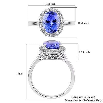 Certified & Appraised Luxoro AAA Tanzanite and G-H I2 Diamond 3.25 ctw Halo Ring in 14K White Gold (Size 11.0)