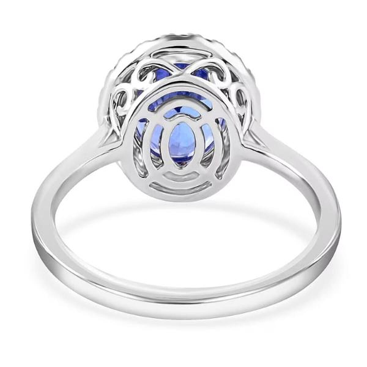 Certified & Appraised Luxoro AAA Tanzanite and G-H I2 Diamond 3.25 ctw Halo Ring in 14K White Gold (Size 7.5) image number 6