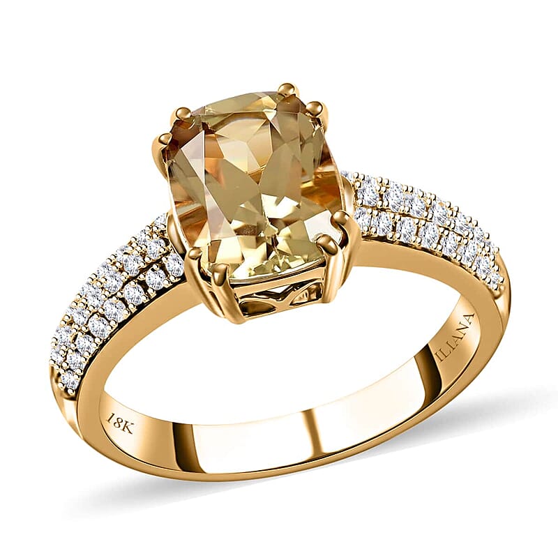 Certified and Appraised Iliana 18K Yellow Gold AAA Turkizite and G-H SI Diamond Ring (Size 10.5) 4.55 Grams 2.60 ctw