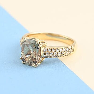 Certified and Appraised Iliana 18K Yellow Gold AAA Turkizite and G-H SI Diamond Ring (Size 10.5) 4.55 Grams 2.60 ctw