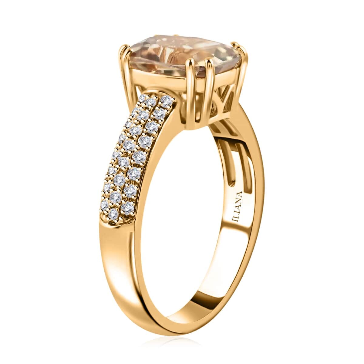 Certified and Appraised Iliana 18K Yellow Gold AAA Turkizite and G-H SI Diamond Ring (Size 6.5) 4.55 Grams 2.60 ctw image number 3