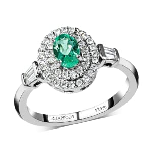 Certified & Appraised Rhapsody 950 Platinum AAAA Paraiba Tourmaline and E-F VS Diamond Double Halo Ring (Size 9.5) 5.40 grams 0.85 ctw