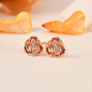 D'Joy Diamond Accent Floral Stud Earrings in 14K Rose Gold Over Sterling Silver