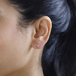 D'Joy Diamond Accent Floral Stud Earrings in 14K Rose Gold Over Sterling Silver