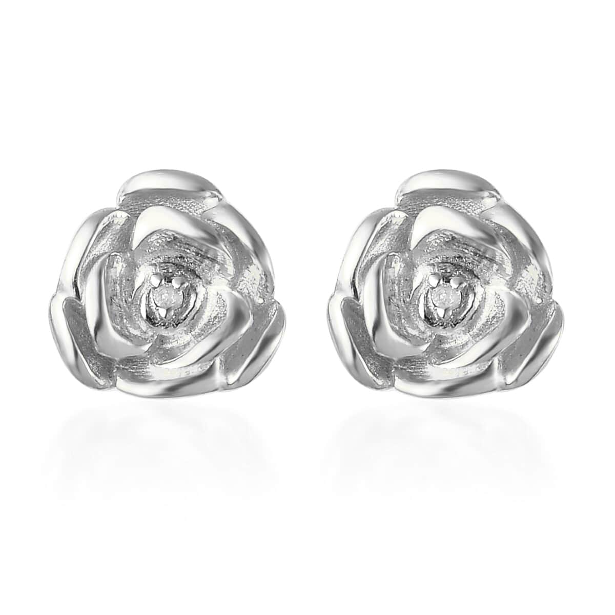 Diamond Accent Floral Stud Earrings in Sterling Silver image number 0