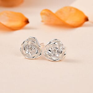 D'Joy Diamond Accent Floral Stud Earrings in Sterling Silver