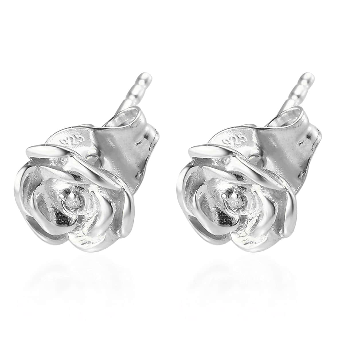 Diamond Accent Floral Stud Earrings in Sterling Silver image number 3