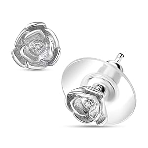 D'Joy Diamond Accent Floral Stud Earrings in Sterling Silver