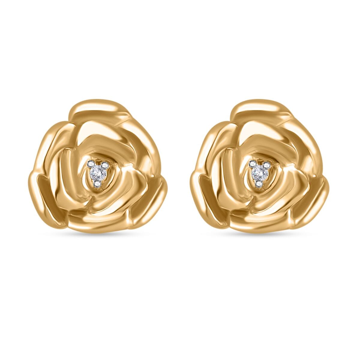 Diamond Accent Floral Stud Earrings in 14K Yellow Gold Over Sterling Silver image number 0