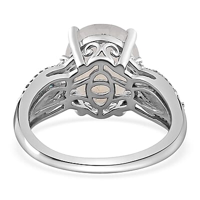 Premium Rainbow Moonstone and Multi Gemstone Ring in Platinum Over Sterling Silver (Size 10.0) 5.85 ctw