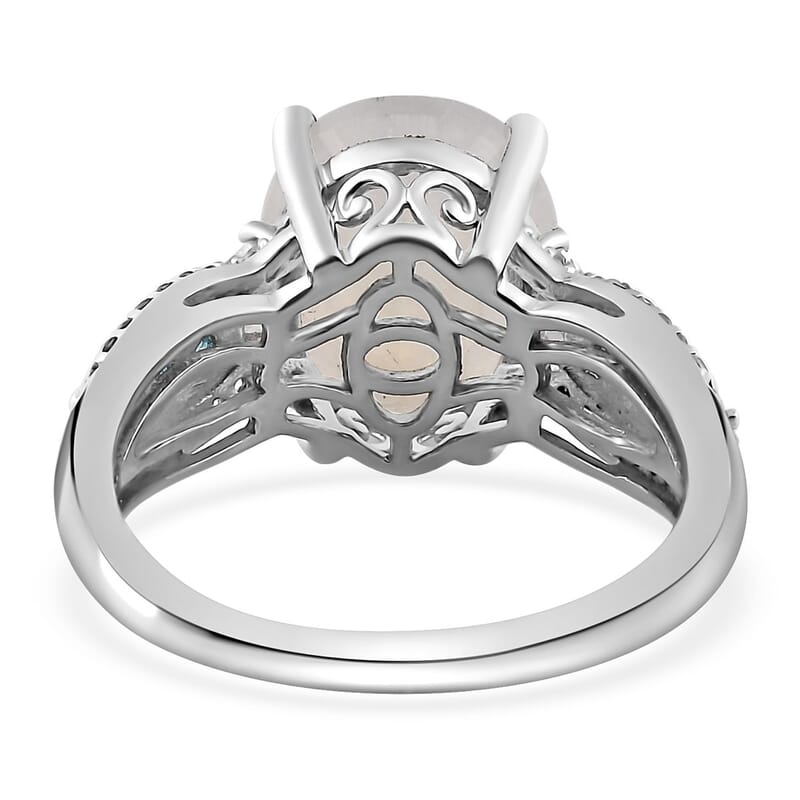 Premium Rainbow Moonstone and Multi Gemstone Ring in Platinum Over Sterling Silver (Size 10.0) 5.85 ctw