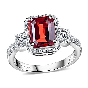 Rhapsody 950 Platinum AAAA Ouro Fino Rubellite, Diamond (E-F, VS2) (0.30 cts) Ring (Size 5.5) (6.35 g) 3.30 ctw