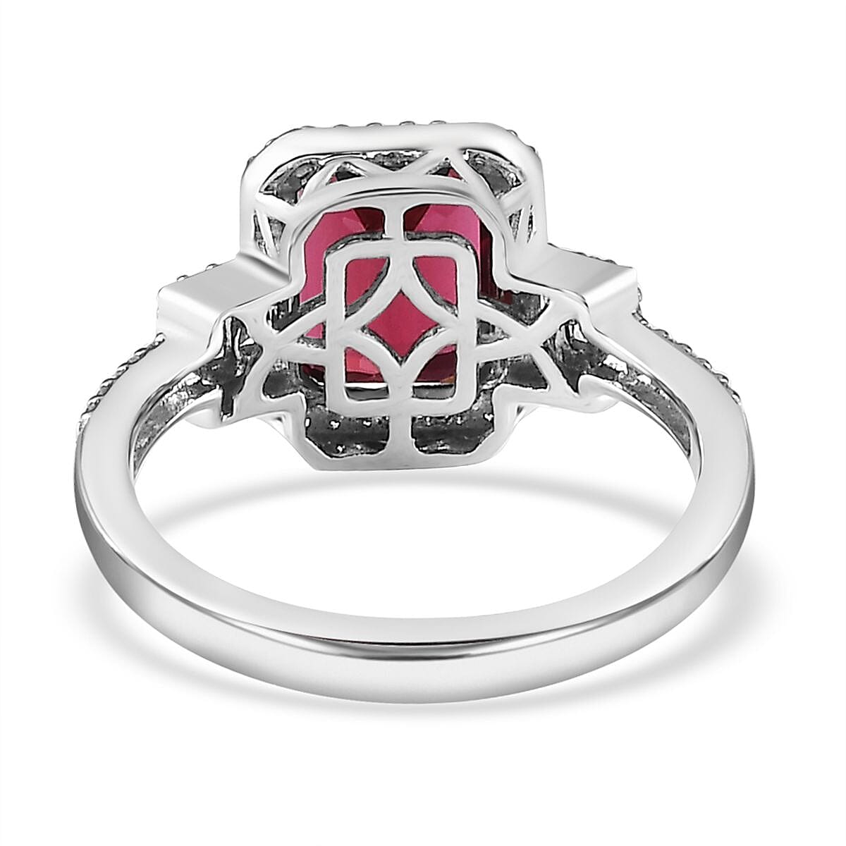 Rhapsody AAAA Ouro Fino Rubellite and E-F VS2 Diamond 3.30 ctw Ring in 950 Platinum (Size 7.0) 6.35 Grams image number 4