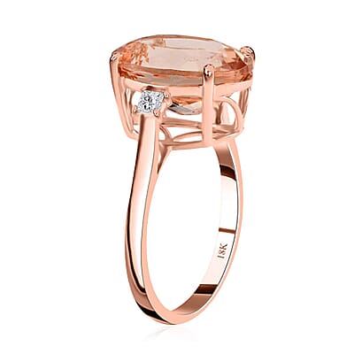 Certified and Appraised Iliana 18K Rose Gold AAA Marropino Morganite and G-H SI Diamond Ring (Size 11.0) 6.10 ctw