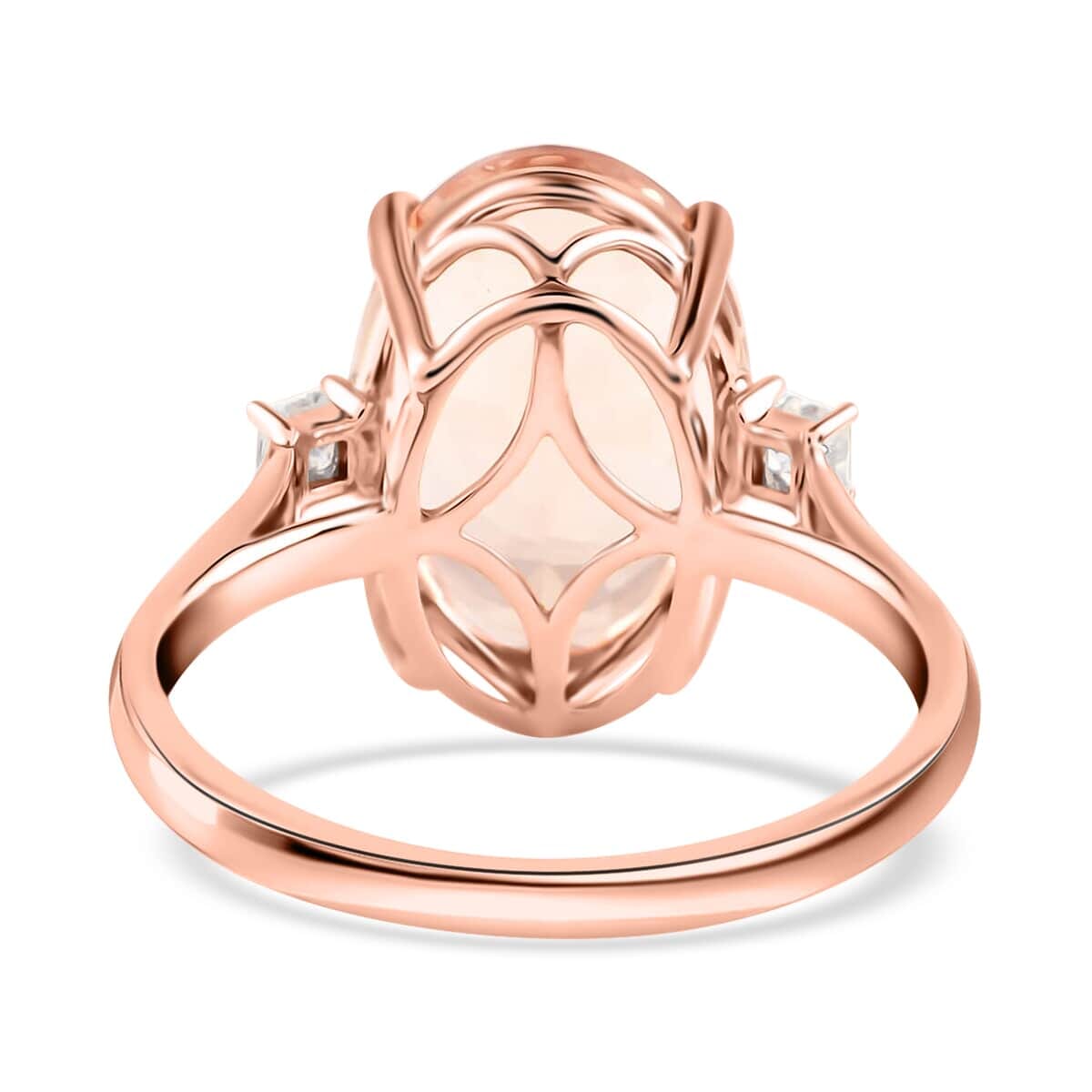 Certified and Appraised Iliana 18K Rose Gold AAA Marropino Morganite and G-H SI Diamond Ring (Size 8.5) 6.10 ctw image number 4