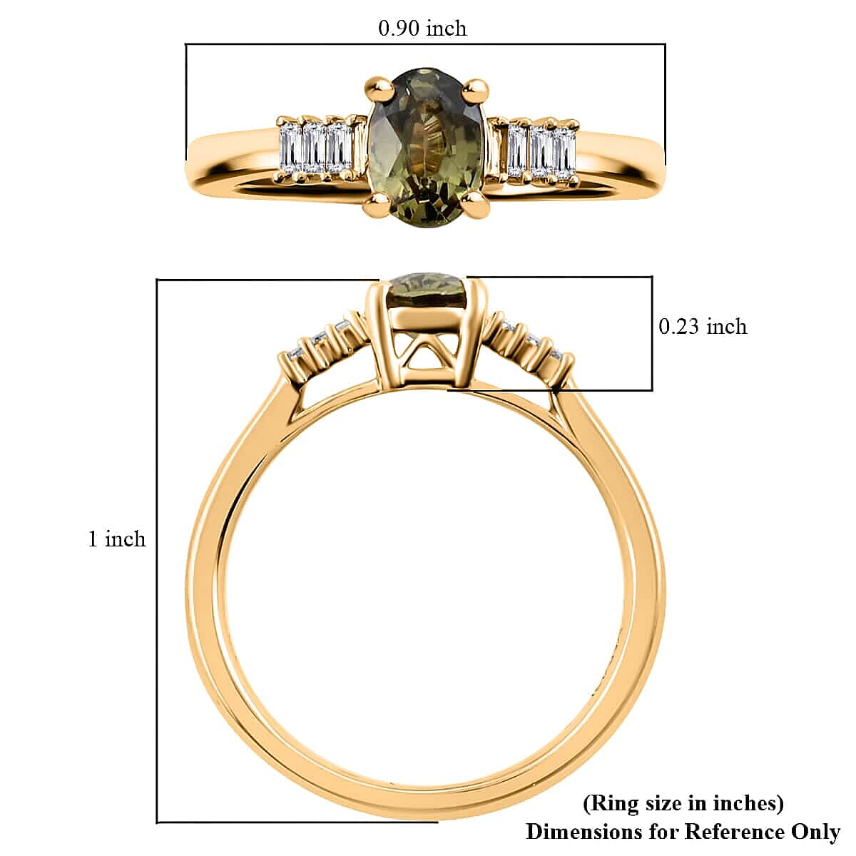 Iliana AAA Ambanja Demantoid Garnet and G-H SI Diamond 1.00 ctw Ring in 18K Yellow Gold (Size 7.5) image number 3