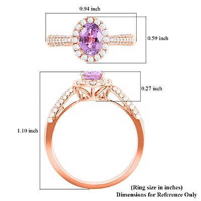 Certified & Appraised Iliana AAA Madagascar Purple Sapphire and G-H SI Diamond 1.35 ctw Halo Ring in 18K Rose Gold (Size 5.0)