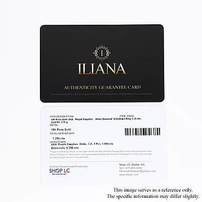 Certified & Appraised Iliana AAA Madagascar Purple Sapphire and G-H SI Diamond 1.35 ctw Halo Ring in 18K Rose Gold (Size 5.0)