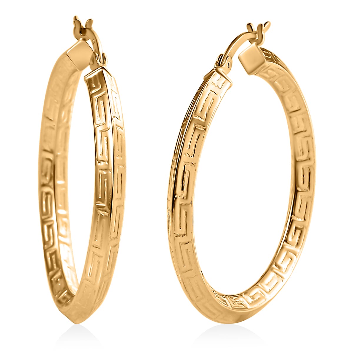 14K Yellow Gold Over Sterling Silver Hoop Earrings 4.40 Grams image number 0