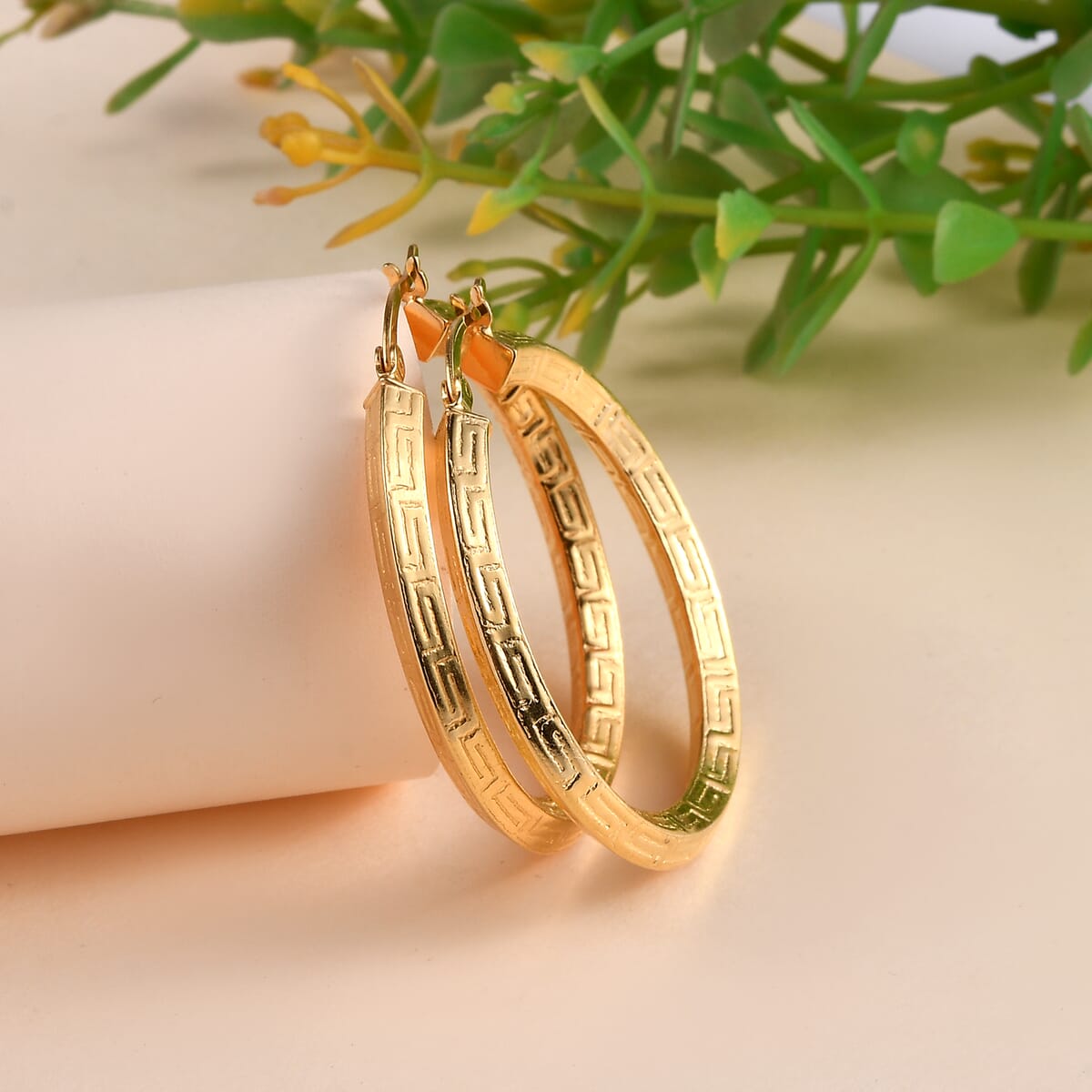 14K Yellow Gold Over Sterling Silver Hoop Earrings 4.40 Grams image number 1