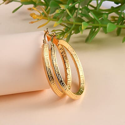 14K Yellow Gold Over Sterling Silver Hoop Earrings 4.40 Grams
