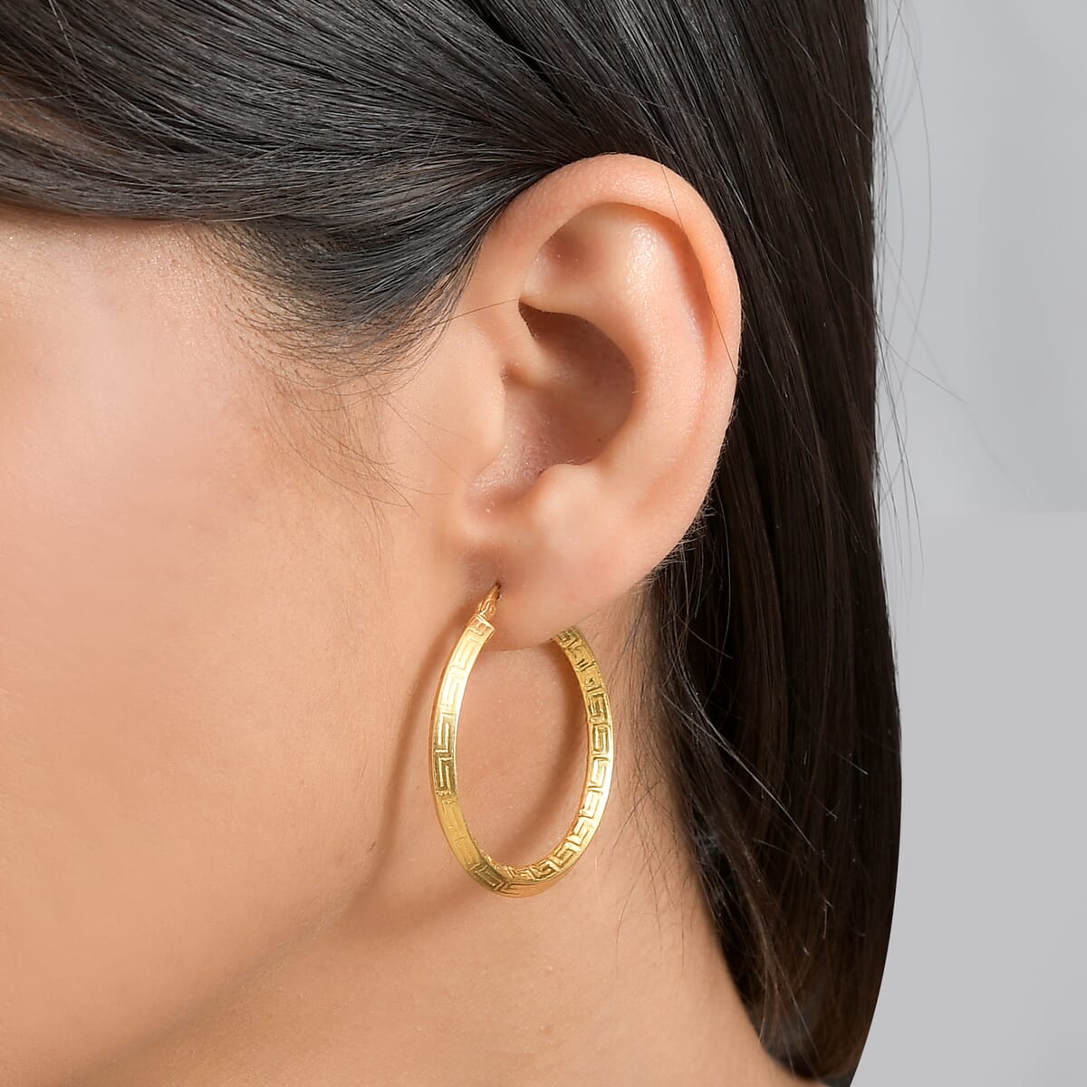 14K Yellow Gold Over Sterling Silver Hoop Earrings 4.40 Grams image number 2