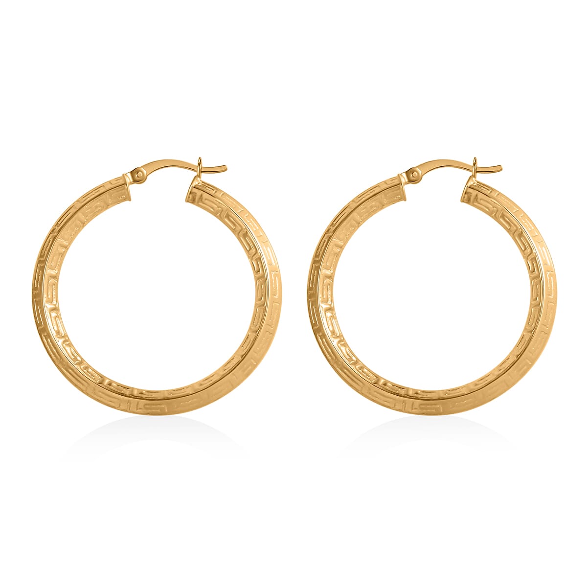 14K Yellow Gold Over Sterling Silver Hoop Earrings 4.40 Grams image number 3