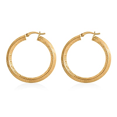 14K Yellow Gold Over Sterling Silver Hoop Earrings 4.40 Grams