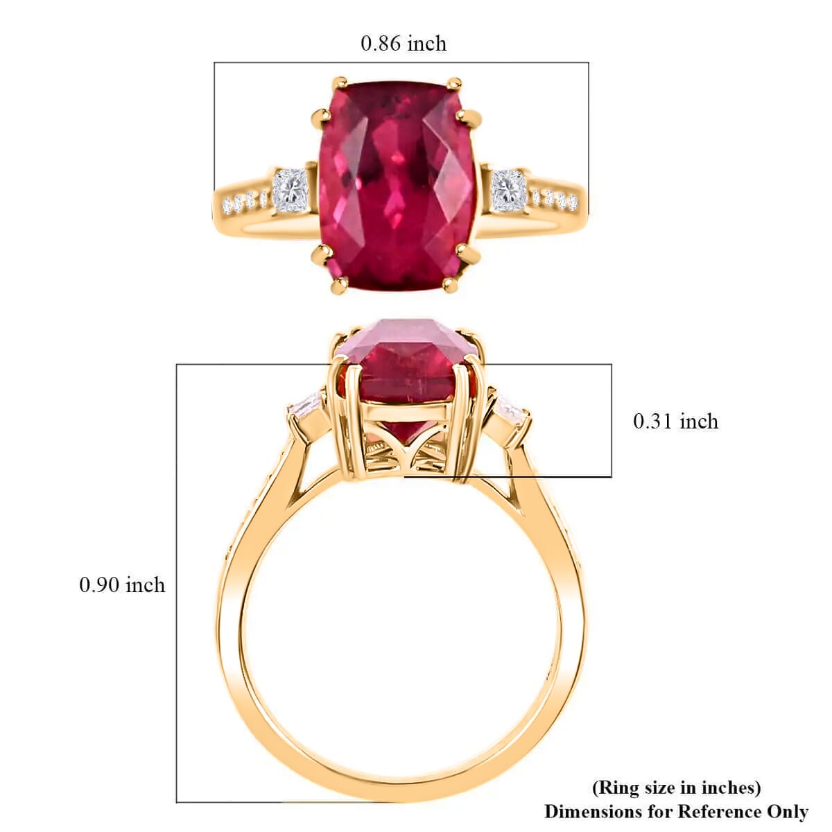 Certified & Appraised Iliana 18K Yellow Gold AAA Ouro Fino Rubellite and G-H SI Diamond Ring (Size 10.5) 3.50 ctw image number 5