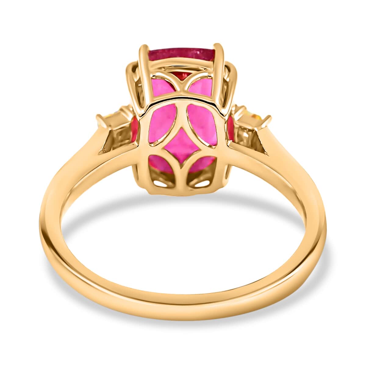 Certified & Appraised Iliana AAA Ouro Fino Rubellite and G-H SI Diamond 3.50 ctw Ring in 18K Yellow Gold (Size 7.5) image number 4