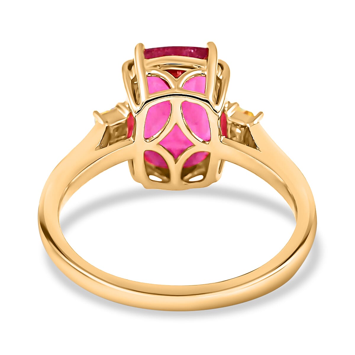 Certified & Appraised Iliana AAA Ouro Fino Rubellite and G-H SI Diamond 3.50 ctw Ring in 18K Yellow Gold (Size 8.5) image number 4