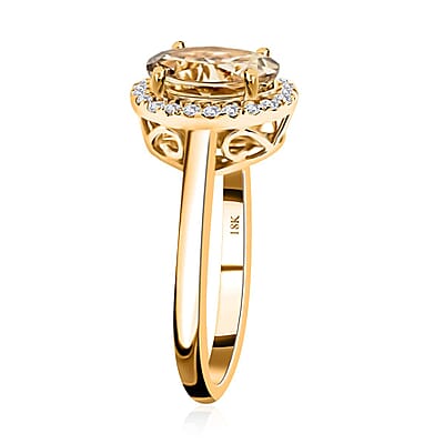 Certified & Appraised Iliana 18K Yellow Gold AAA Turkizite and G-H SI Diamond Halo Ring (Size 10.5) 2.25 ctw