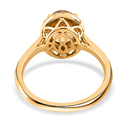 Certified & Appraised Iliana 18K Yellow Gold AAA Turkizite and G-H SI Diamond Halo Ring (Size 10.5) 2.25 ctw