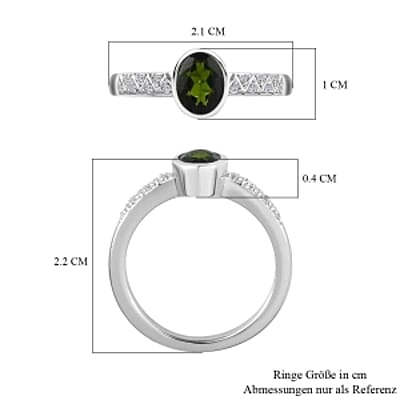 Chrome Diopside and White Zircon 0.90 ctw Ring in Platinum Over Sterling Silver (Size 8)