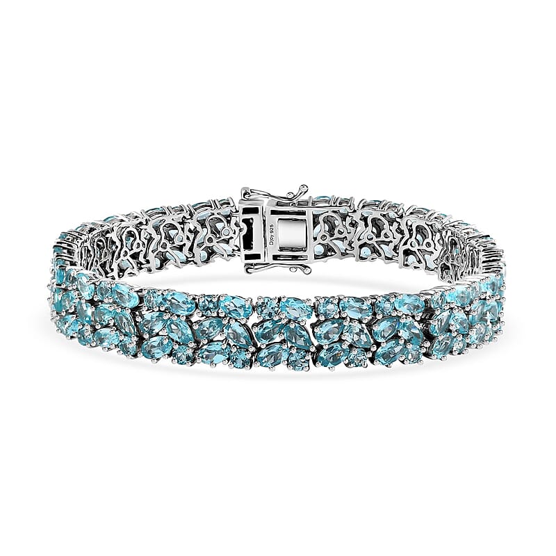 D'Joy Betroka Blue Apatite Bracelet in Platinum Over Sterling Silver (7.25 In) 26.85 ctw