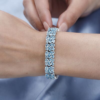 D'Joy Betroka Blue Apatite Bracelet in Platinum Over Sterling Silver (7.25 In) 26.85 ctw